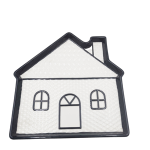 Tazón de Cerámica Hecho a Mano con Forma de Casa, Glaseado Blanco con Detalles Negros, Estilo Festivo, Marca Nordic House, Origen Nórdico, Decoración para el Hogar - Product Image 5