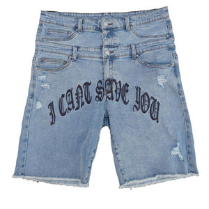 Shorts de mezclilla para hombre al por mayor, los mejores materiales, con logotipo bordado personalizado, precios económicos, del mejor fabricante, en tres colores. - Product Image 3