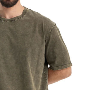 T-shirt délavé à l'acide pour homme, coupe ample, col rond, haute visibilité, tendance - Product Image 1