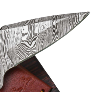 Couteau pliant Damas de qualité supérieure avec une lame tranchante, un talon décoratif en acier, une prise en main confortable et un design compact - Product Image 3