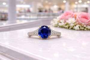 Anillo de Compromiso de Zafiro Corte Redondo, Plata de Ley 925, Anillo de Promesa Nupcial Clásico para Mujer, Todas las Tallas - Product Image 5