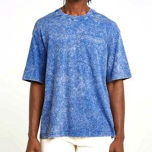 T-shirt Homme Tendance en Tissu Respirant Effet Délavé à l'Acide, Imprimé Estival, 100% Coton, Sportif Décontracté, Coupe Oversize - Product Image 1