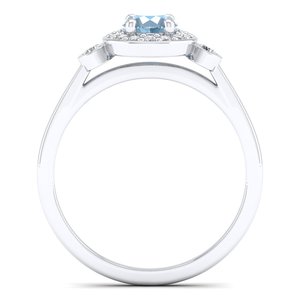 Anillo de Lujo REYES con Gema de Aguamarina de Corte Redondo de 0.5 Quilates, Brillante, de Plata de Ley 925 con Moissanita VVS, Joyería de Compromiso - Product Image 4