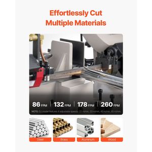 Sierra de cinta horizontal para metal de 1.1 kW, corte vertical de 0-45°, capacidad de corte rectangular de 7 x 8.25, 110/220V - Product Image 3