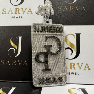 Pendentif Lettre Personnalisé Effet Miroir en Argent Sterling 925, Moissanite VVS Iced Out, Breloque Hip Hop Plaqué Or, Certifié IGI - Product Image 4