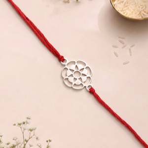 Hallmark Silver Laser Cut Design Rakhi-Cultural Collectible Jewelry - Product Image 1