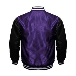 Veste universitaire en satin bicolore à boutons-pression avec broderies personnalisées, style baseball en soie satinée - Product Image 6