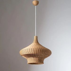 Abat-jour en rotin artisanal écologique, luminaire suspendu tissé, lustre bohème, lampe suspendue pour chambre à coucher, hôtel - Product Image 2