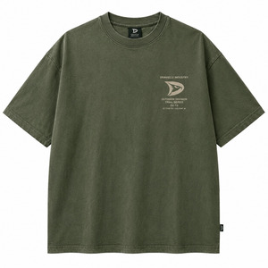 เสื้อยืดผ้าฝ้ายโอเวอร์ไซส์สำหรับผู้ชายแขนสั้นชุดกลางแจ้งแบบแยกส่วน DV-13สีเขียวมะกอก - Product Image 1