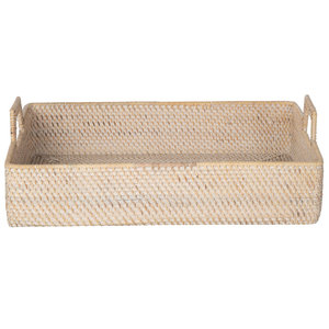 ถาดหวายทรงสี่เหลี่ยมสานด้วยมือ-ตะกร้าเสิร์ฟหรือแสดงทนทานสำหรับตกแต่งบ้าน - Product Image 2