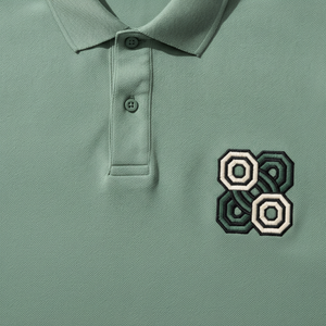 2026 Summer Green Short <b>Sleeve</b> <b>Polo</b> <b>Shirt</b> With Geometric Embroidery Front Casual Style 100% Cotton Oxford Fabric Breathable - Product Image 4