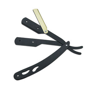 Rasoir professionnel UBI en acier à haute teneur en carbone avec lames à bord simple remplaçables, noir, bord droit - Product Image 3