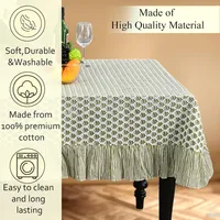 Nappe florale à volants en coton imprimé à la main, style bohème, vintage, pour table de salle à manger, idéale pour fêtes et mariages