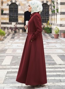 Vestido Largo Modesto para Mujer, Manga Larga, con Cinturón, Estilo Islámico, Casual, Cómodo - Product Image 3