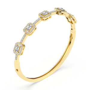 Luxury 2026 Trendy 10k/12k/14k/18k SOLID Gold Jewellery Emerald Embrace Lab Diamond Openable <b>Bangle</b> <b>Bracelet</b> For Women Wear - Product Image 4