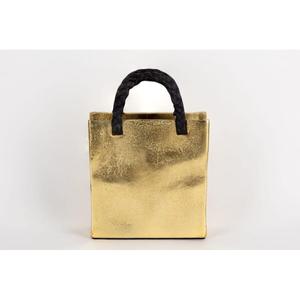 Escultura de Bolso de Lujo Fundido a Mano en Oro con Asa de Cuerda Negra, Artesanía Metálica, Ideas de Regalos Promocionales, Artículos Decorativos para Mesa del Hogar - Product Image 5