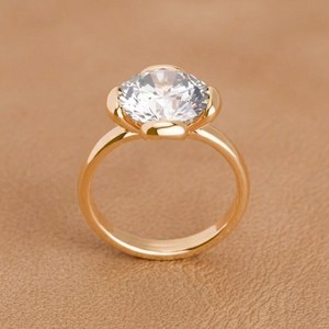 Anillo de Oro Sólido de 14K con Diamante Cultivado en Laboratorio de 2.01 CT, Corte Redondo, Estilo Floral, para Mujer, Regalo de Boda o Fiesta para Novias - Product Image 3