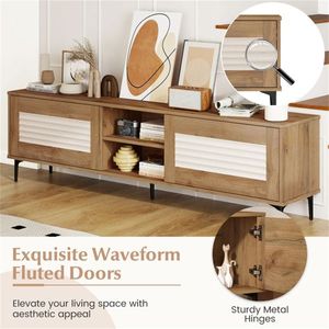 63\" Entertainment Center <b>Open</b> Shelves and 5 Metal Legs TV Console with Cable Management Product Category TV Stands - Product Image 3