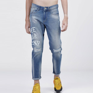 Pantalones Vaqueros Desgastados de Alta Gama para Hombre, Jeans de Verano de Color Sólido, Transpirables, Ecológicos, Antibacterianos, de Pierna Recta - Product Image 1