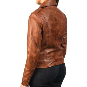 OEM-service Camel-Color Custom Made Best-quality Women Stand-Collar Vintages-Handmade Pu Leather Bomber <b>Jacket</b> - Product Image 4