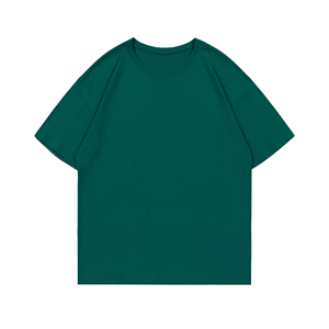 เสื้อยืดคอกลมแขนสั้นสีเขียวล้วนสำหรับผู้ชาย ทรงปกติ ผ้าฝ้ายถัก สวมใส่สบาย - Product Image 6