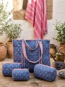 Bolso tote acolchado de invierno hecho a mano con estampado de bloques, cremallera abierta, bolsillos grandes reutilizables para compras, forro de lona, venta al por mayor, Jaipur - Product Image 3