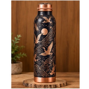 Botella de Agua de Cobre con Diseño de Hojas Tropicales, Portátil para Viajes - Product Image 4