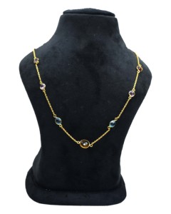 Collier station plaqué or multi-pierres précieuses Aurora - Product Image 3