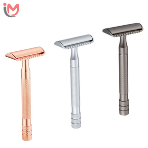 Stainless Steel Double Blade Razor For <b>Men</b> Face Shaving Barber Shop Use Rose Gold Silver OEM Services - Product Image 1