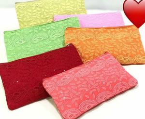 splash of festive elegance to your <b>gifting</b> with this handcrafted embroidered fabric pouch colour <b>set</b> designed for <b>weddings</b> - Product Image 1