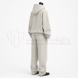 Conjunto Deportivo Unisex Gris con Capucha y Logotipo Rosa Estampado, Estilo Urbano, Corte Holgado, para Adultos, Otoño - Product Image 4