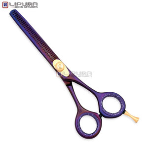 Ciseaux professionnels de coiffure en acier inoxydable de qualité supérieure, à bord lisse, couleur bleu titane, 6,5 pouces - Product Image 6
