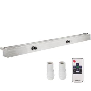Fontana a Cascata per Piscina in Acciaio Inox con Striscia LED 90 cm x 11,4 cm x 7,9 cm (L x P x A) Tubo di Scarico - Product Image 1
