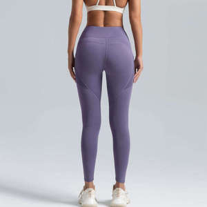 High Waist Seamless Leggings With Pockets Full Length Solid Color Sporty Stretch Breathable Compression <b>Tummy</b> <b>Control</b> Women's - Product Image 2