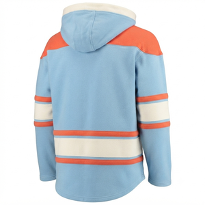 Sweat-shirt à capuche respirant pour adultes, style vintage, personnalisé, pour le sport, thermique d'hiver, bleu clair, avec lacets, pour le hockey sur glace - Product Image 2