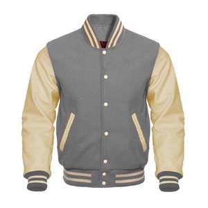 High Quality <b>Men's</b> Women's College Woolen Varsity <b>Jacket</b> Towel Embroidery Rib Knitted Zipper Closure Stand <b>Smart</b> Casual Winter - Product Image 1