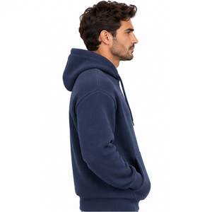 Sweat-shirt à capuche en maille gaufrée pour homme, pull thermique à manches longues, décontracté, streetwear, sports d'hiver, personnalisable, vente en gros, mode - Product Image 2