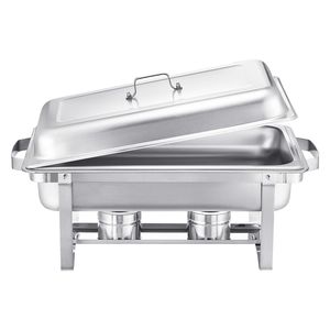Set da Buffet in Acciaio Inox da 8 Qt, 2 Pezzi con Pentole Grandi e Coperchio Rettangolare per Catering e Vassoi di Servizio - Product Image 6