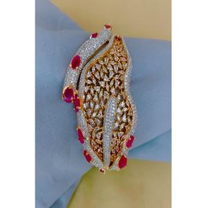 Charming Premium Quality Gold Plated Brass <b>Charm</b> Bracelet with Zircon Stone for Women Girls Trendy Party Wear - Product Image 1