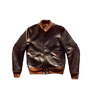 Chaqueta de cuero Cidu clásica para hombre, abrigo masculino de cuero genuino marrón de calidad importada con cera de aceite de lujo