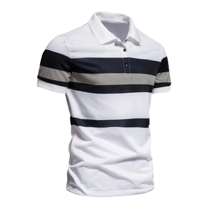 เสื้อเชิ้ตผู้ชายพรีเมียม ผ้าถักเนื้อนุ่ม 100% คอตตอน ระบายอากาศได้ดี ซับเหงื่อ ใส่สบาย เหมาะสำหรับธุรกิจและลำลอง แขนสั้น - Product Image 1