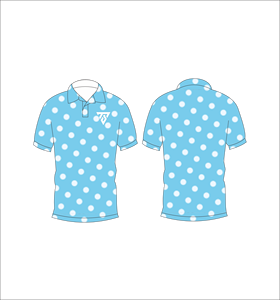 Camisa Polo para Hombre, Azul Claro con Puntos Blancos, Sublimación Personalizada, Manga Corta, Verano, Casual, Transpirable, Ligera, para Golf - Product Image 3