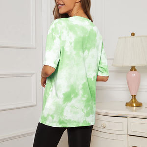 Nueva Llegada 2026 Camiseta Deportiva de Manga Corta para Mujer, Personalizada, Ecológica, de Secado Rápido, Transpirable, con Botones y Estampado Tie-Dye, OEM - Product Image 2