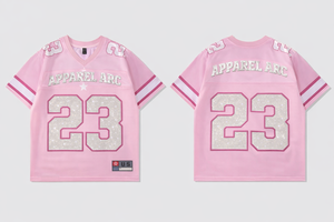 Camiseta de malla oversize OEM rosa con pedrería termoadhesiva para mujer, estilo Y2K, 23 - Product Image 2