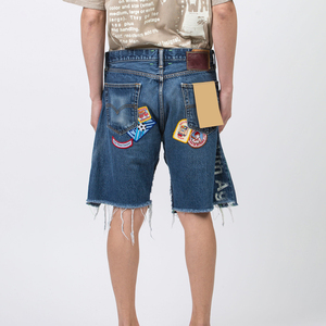Nouveautés Été Homme : Short en jean streetwear ample, coupe large, déchiré, uni, avec logo personnalisé et braguette zippée - Product Image 2