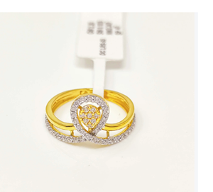 22K Solid Gold Teardrop Ring for Women Authentic 916 Yellow Gold Loop Cluster Cubic Zirconia Finger Ring Luxury Fine Jewelry - Product Image 2