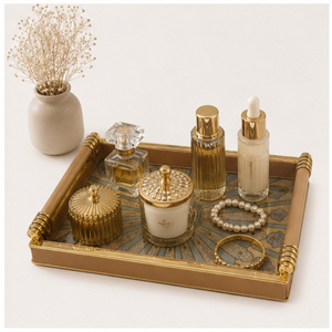 <b>Set</b> of 3 Luxury Decorative <b>Nesting</b> Trays with Premium Gold Handles and Geometric Print Serving Tray for <b>Coffee</b> <b>Table</b> - Product Image 2