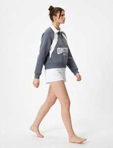 ONETEN APPAREL Winter Unisex Oversized Quarter Zip <b>Fleece</b> <b>Zipper</b> Sweatshirt Front Print Stand Collar Color Block Embroidered - Product Image 2