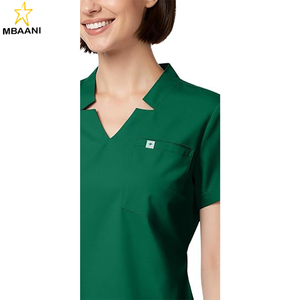 Conjunto de Uniformes Médicos para Mujer - Serie 9, Blusa con Cuello en V y Abertura Lateral y Pantalones Jogger Ajustados, Uniformes Elásticos con 8 Bolsillos para Enfermeras - Product Image 5
