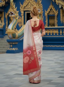 ชุดเสื้อส่าหรีผ้าไหมพรีเมียมพร้อมสวมใส่ ชุดแบบดั้งเดิมของอินเดีย/ปากีสถาน สำหรับงานปาร์ตี้ งานแต่งงาน งานดิวาลี ความยาวคลุมเท้า ไม่ยับ แห้งเร็ว - Product Image 3